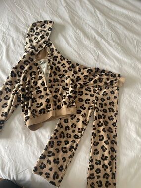 H&M Kids Leopard Print Hoodie & Pants Set - Tan and Black